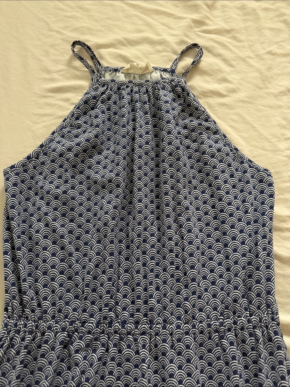 Sleeveless Blue Patterned Halter dress. - Picture 4 of 5